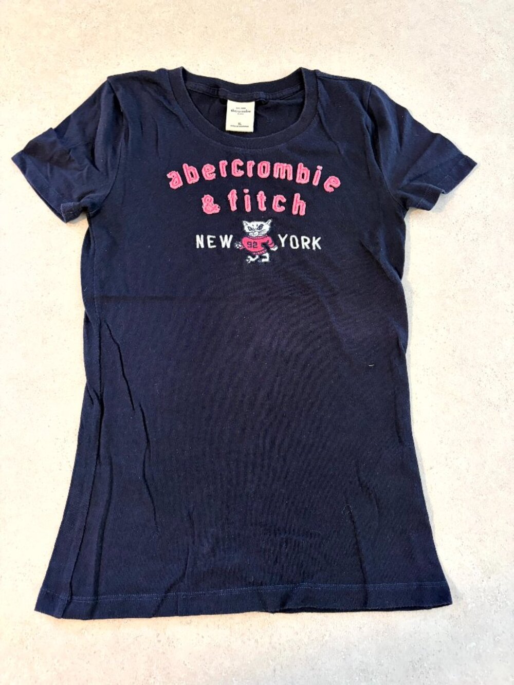 Abercrombie Kids Short Sleeve Slim fit Vintage Y2K T-shirt Blue Pink Logo